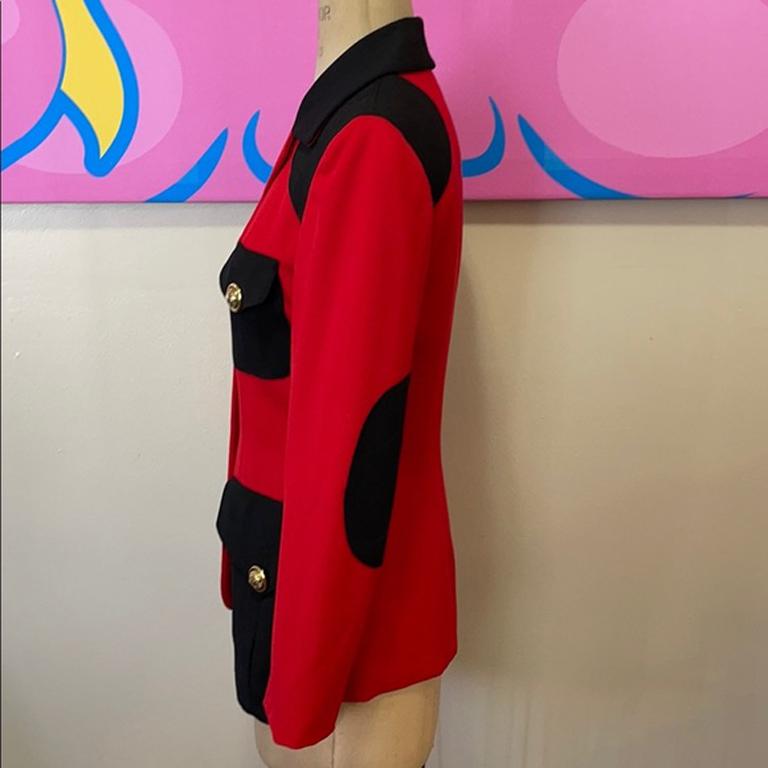 Moschino Cheap Chic Red Wool Military Jacket For Sale 2