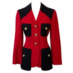 Vintage Moschino Cheap Chic Red Wool Military Jacket