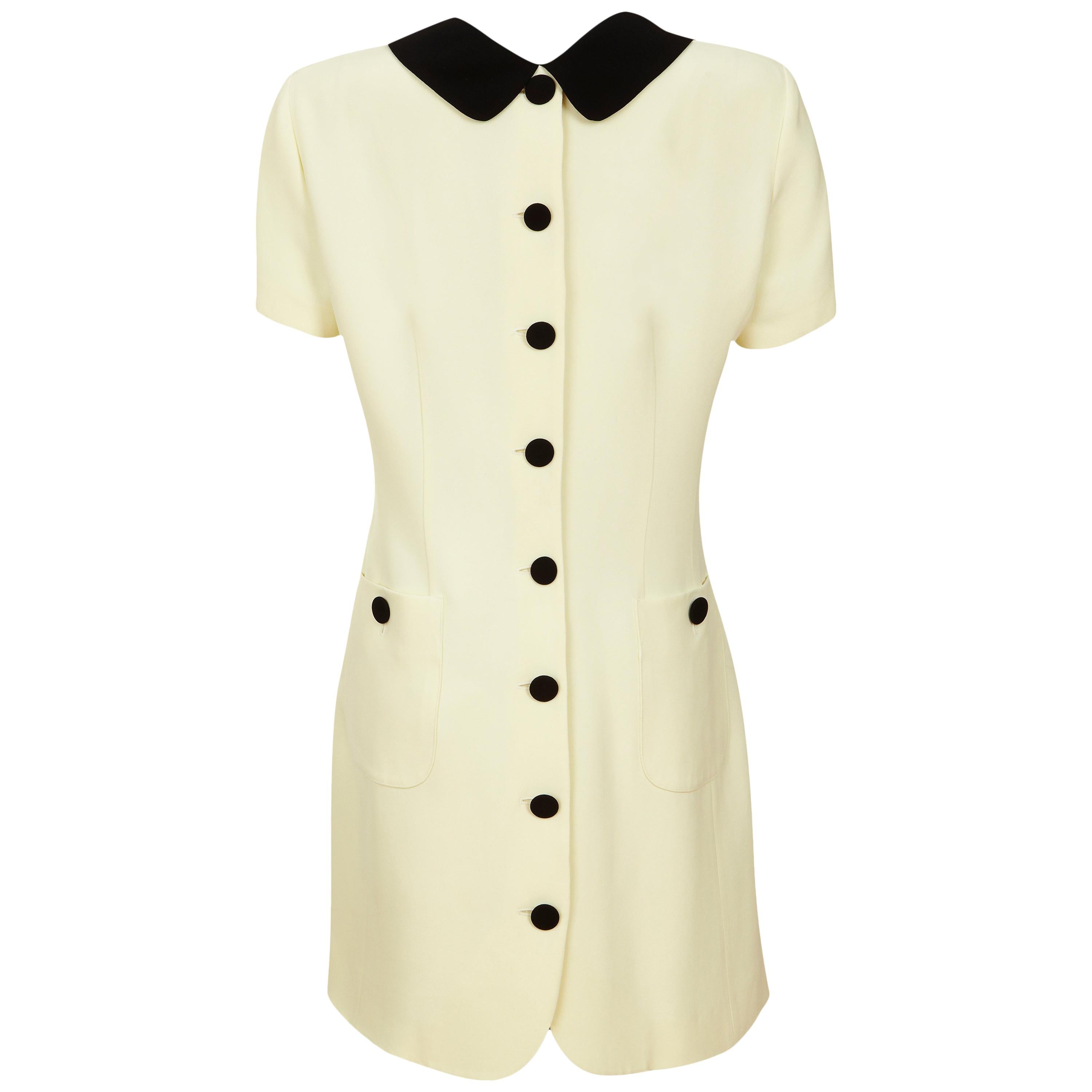 Moschino Cheap & Chic Shift Dress 1990s Vintage 'Back to Front' + Double Collar