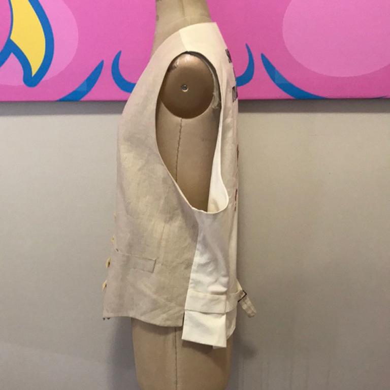 Moschino Cheap Chic Tan Spaghetti Linen Vest NWT In Excellent Condition In Los Angeles, CA