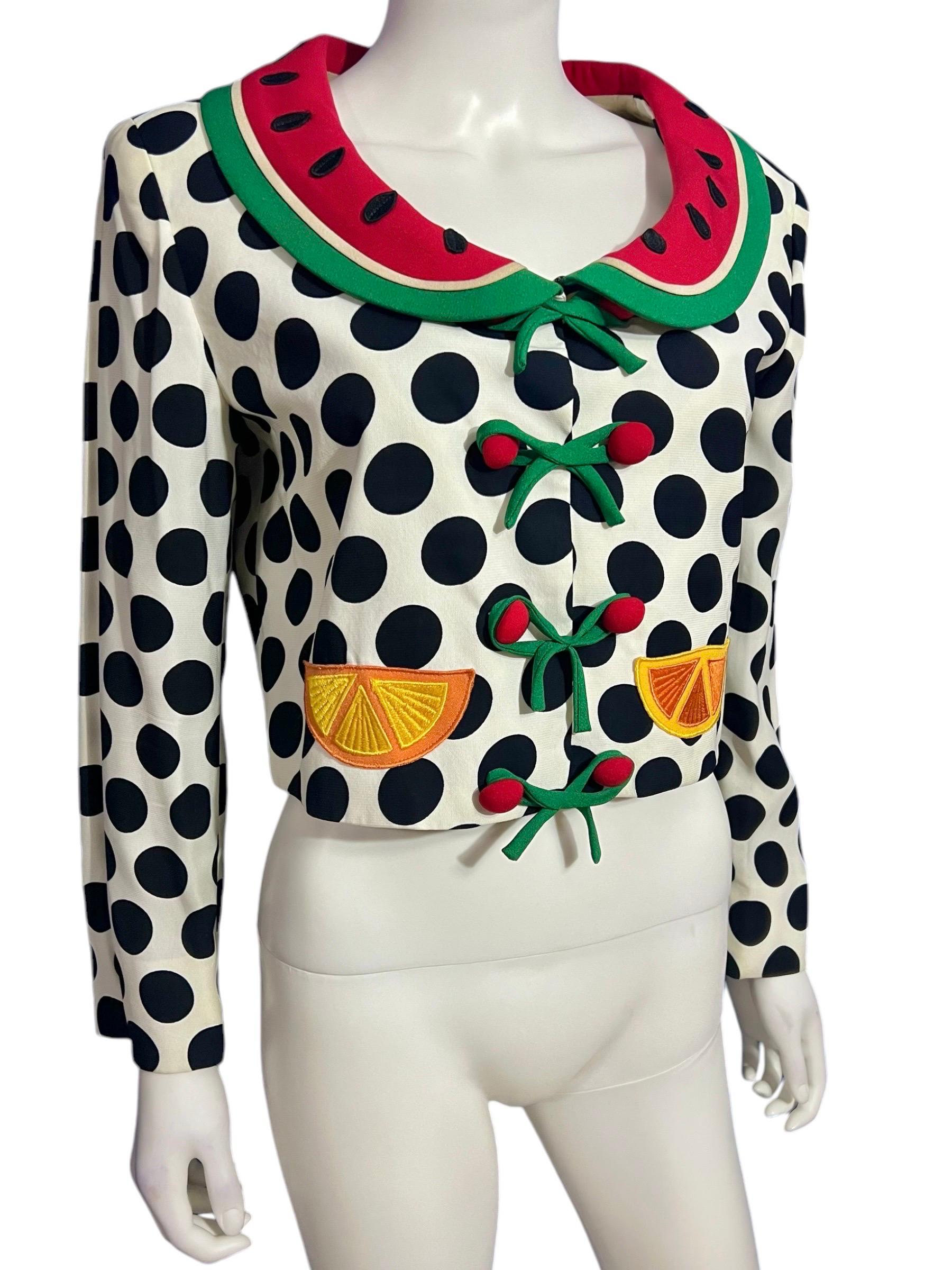Beige Moschino Cheap & Chic Vintage Fruit Polka Dot Jacket as seen on The Nanny For Sale