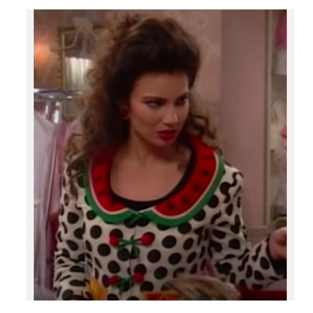 Moschino Cheap & Chic Vintage Fruit Polka Dot Jacket as seen on The Nanny In Excellent Condition For Sale In Concord, NC