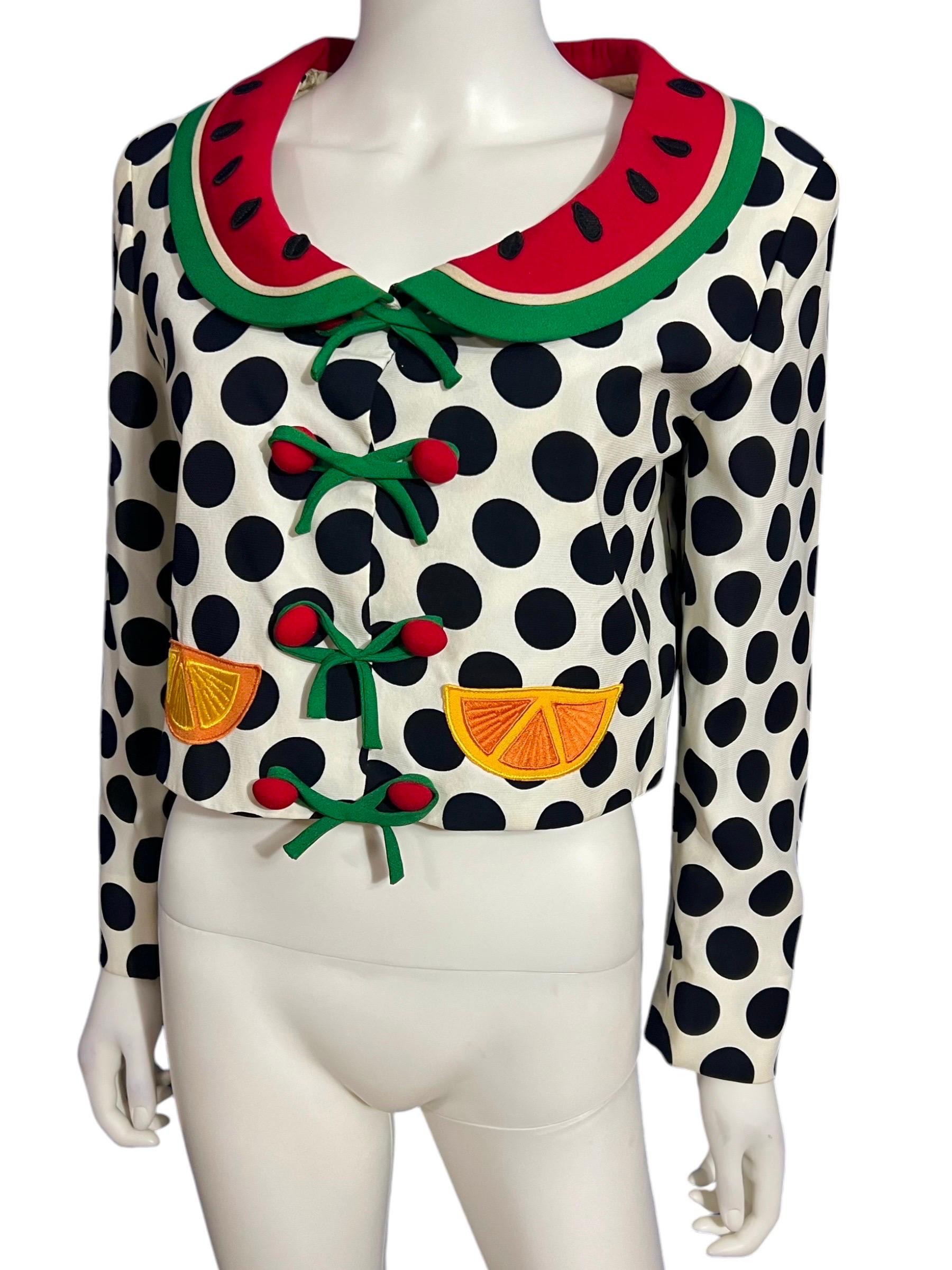 Women's Moschino Cheap & Chic Vintage Fruit Polka Dot Jacket as seen on The Nanny For Sale