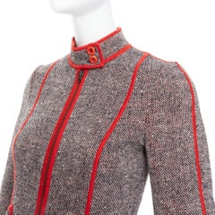MOSCHINO CHEAP CHIC Vintage grey wool tweed red piping  moto jacket IT38 XS