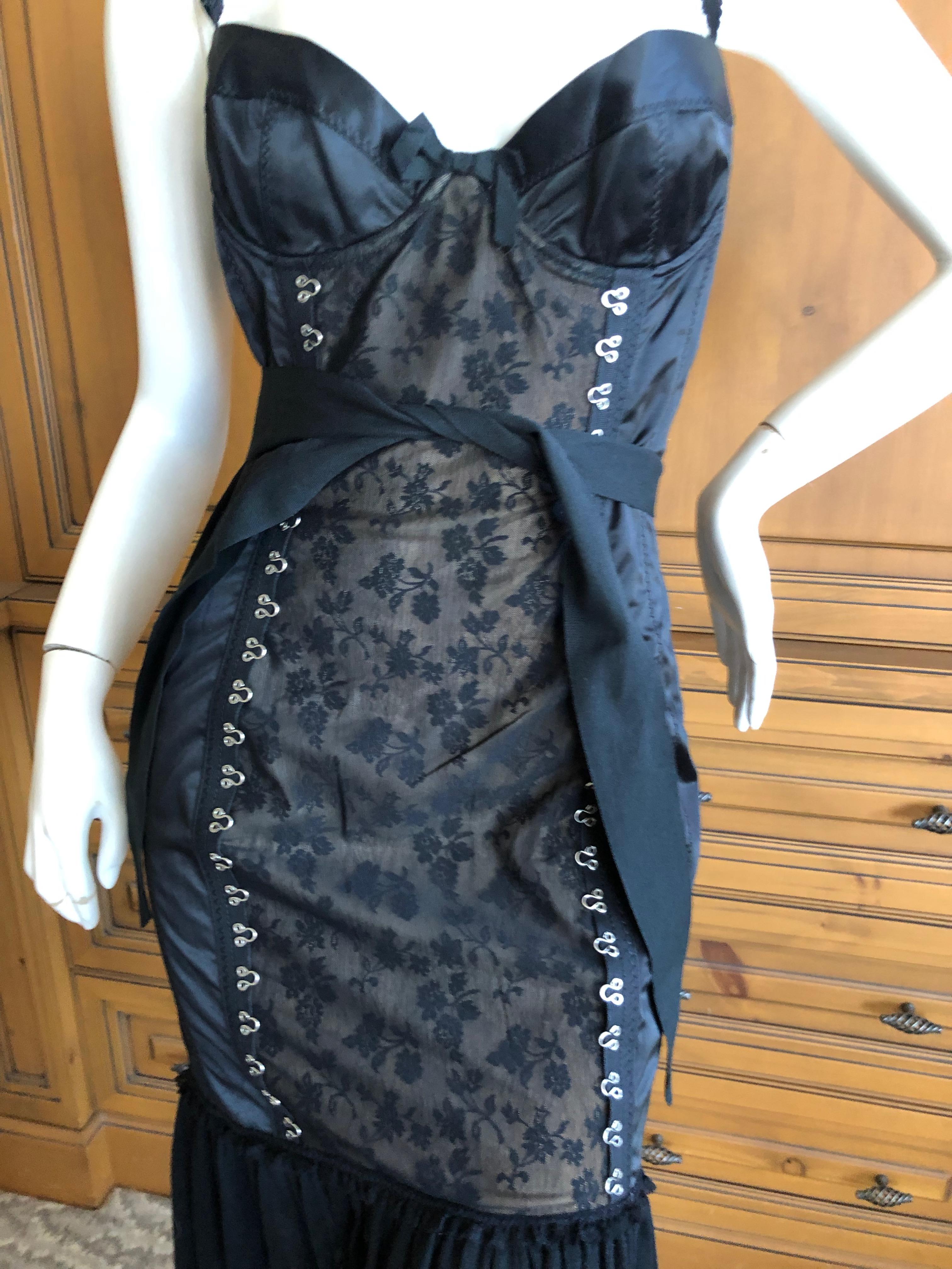 Moschino Cheap & Chic Vintage Black Lace Trim Dress with Corset Stay Details, and matching jacket
 New with tags

Size 10 US,but runs more like a 6, lots of stretch

Bust 34