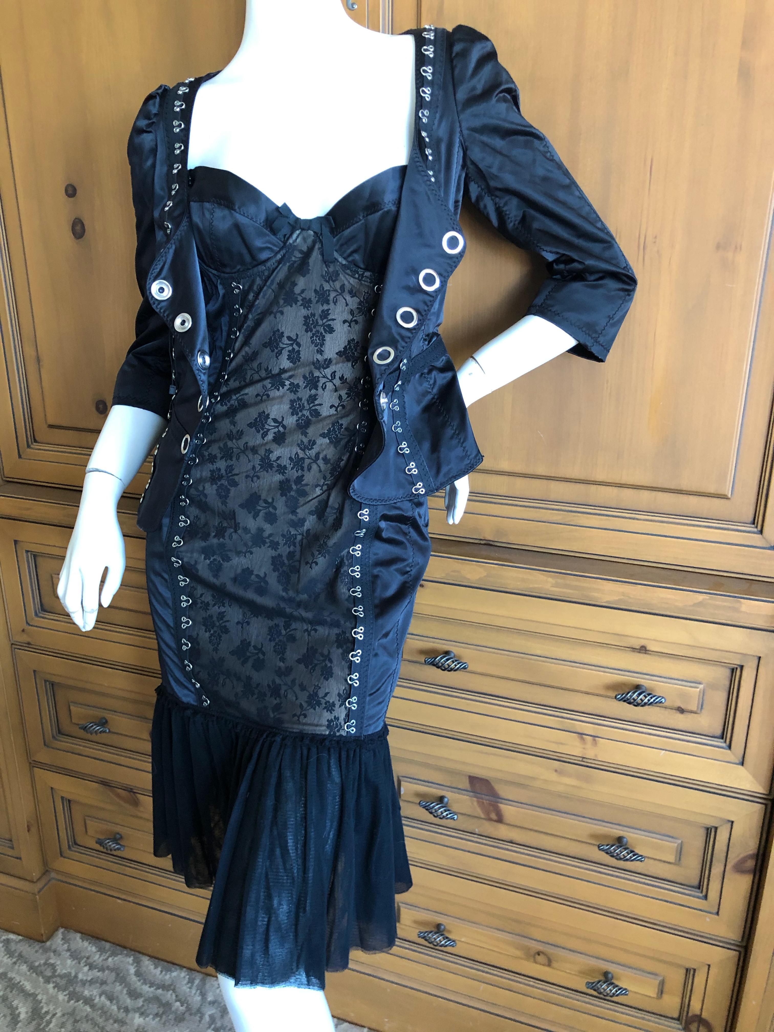 Moschino Cheap & Chic Vintage LBD Dress and Jacket with Corset Stay Details New For Sale 4