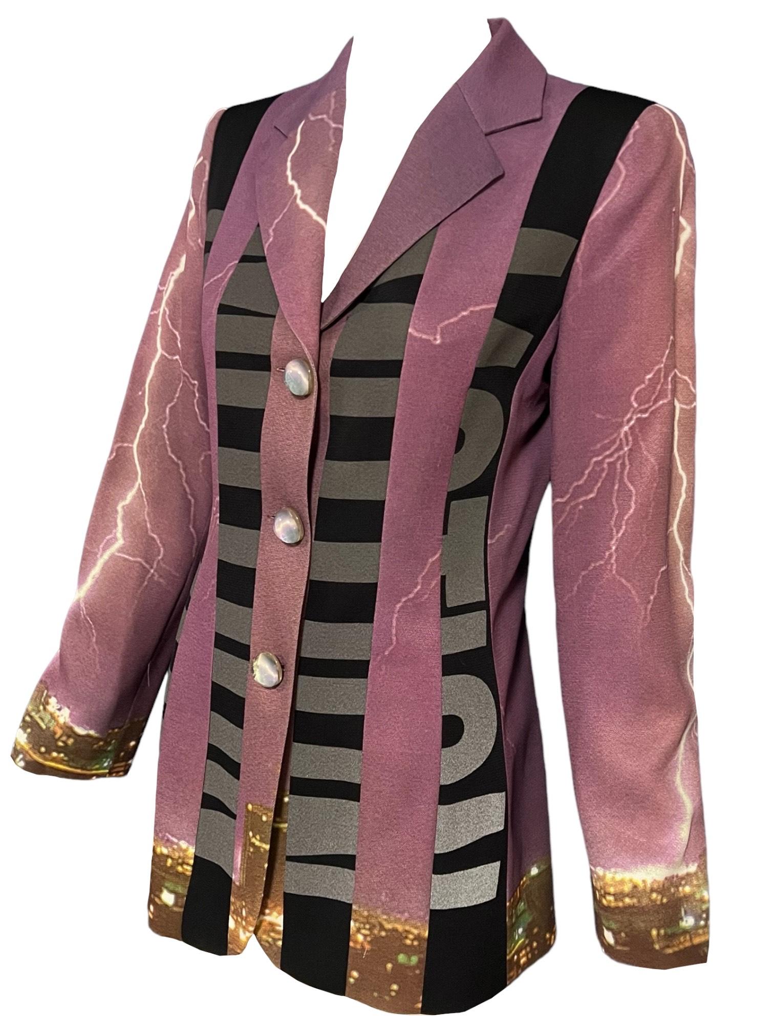 Brown Moschino Cheap & Chic Vintage Lightning Energy Blazer For Sale