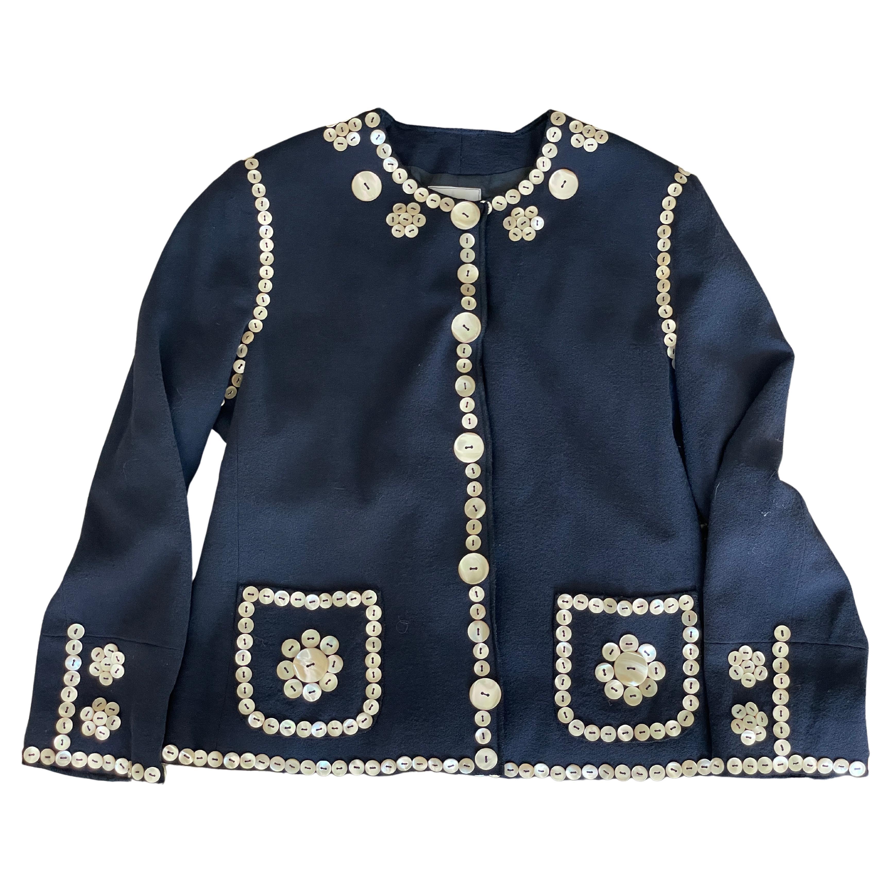 Moschino Cheap & Chic Vintage "Pearly Queen" Pearl Button Embellished Jacket For Sale