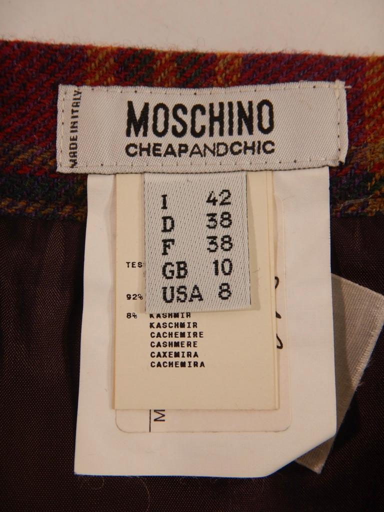 Moschino Cheap and Chic - Vestito con giacca e gonna a quadri vintage in vendita 8
