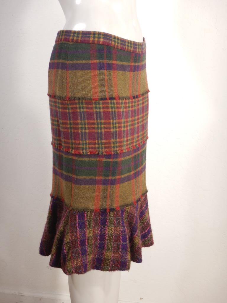 Jupe Moschino Cheap And Chic En Tweed - Taille 8 (M) - Longueur Genou - Couleur Bleu-vert - Occasion Très Bon état