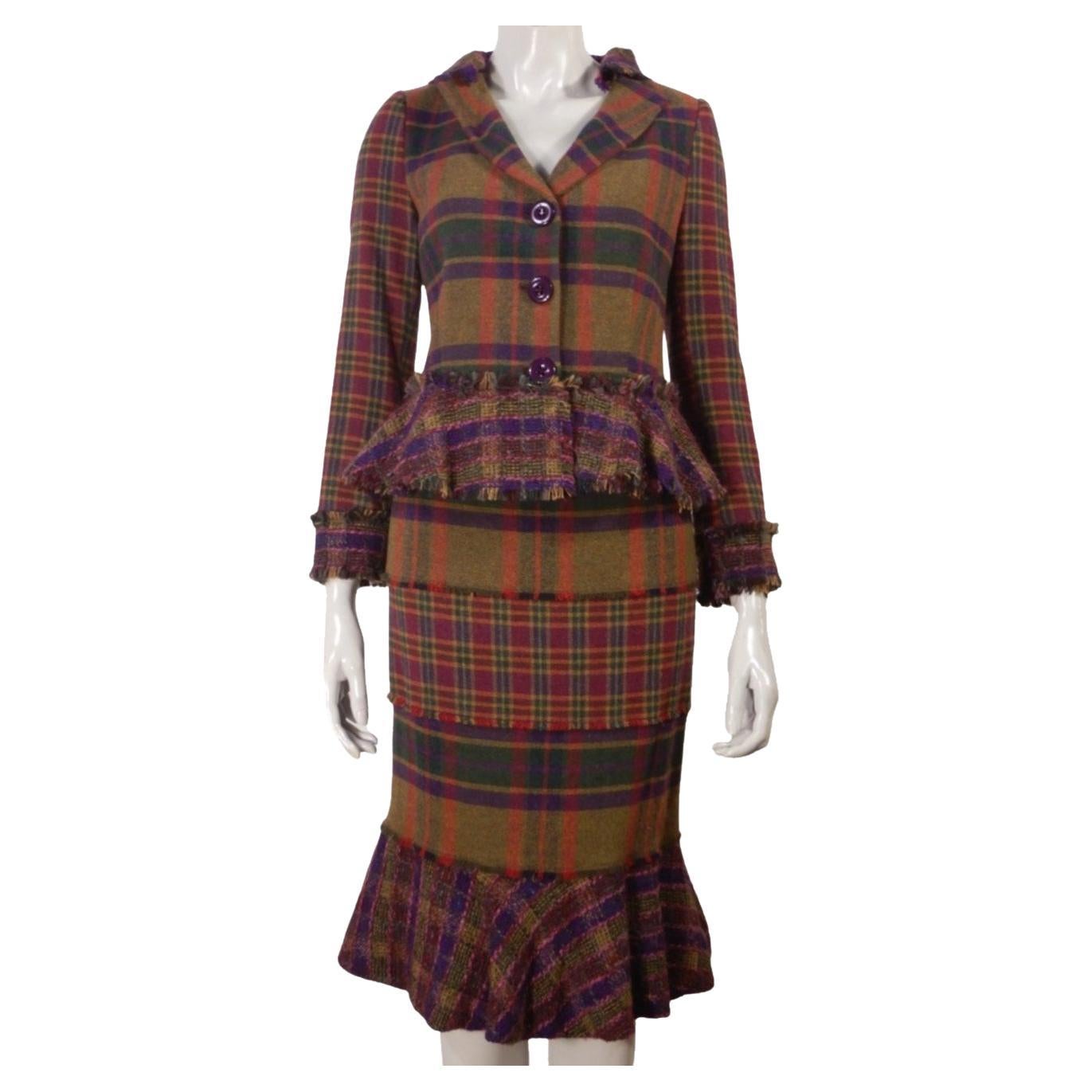 Moschino Cheap and Chic Traje de chaqueta con falda a cuadros vintage