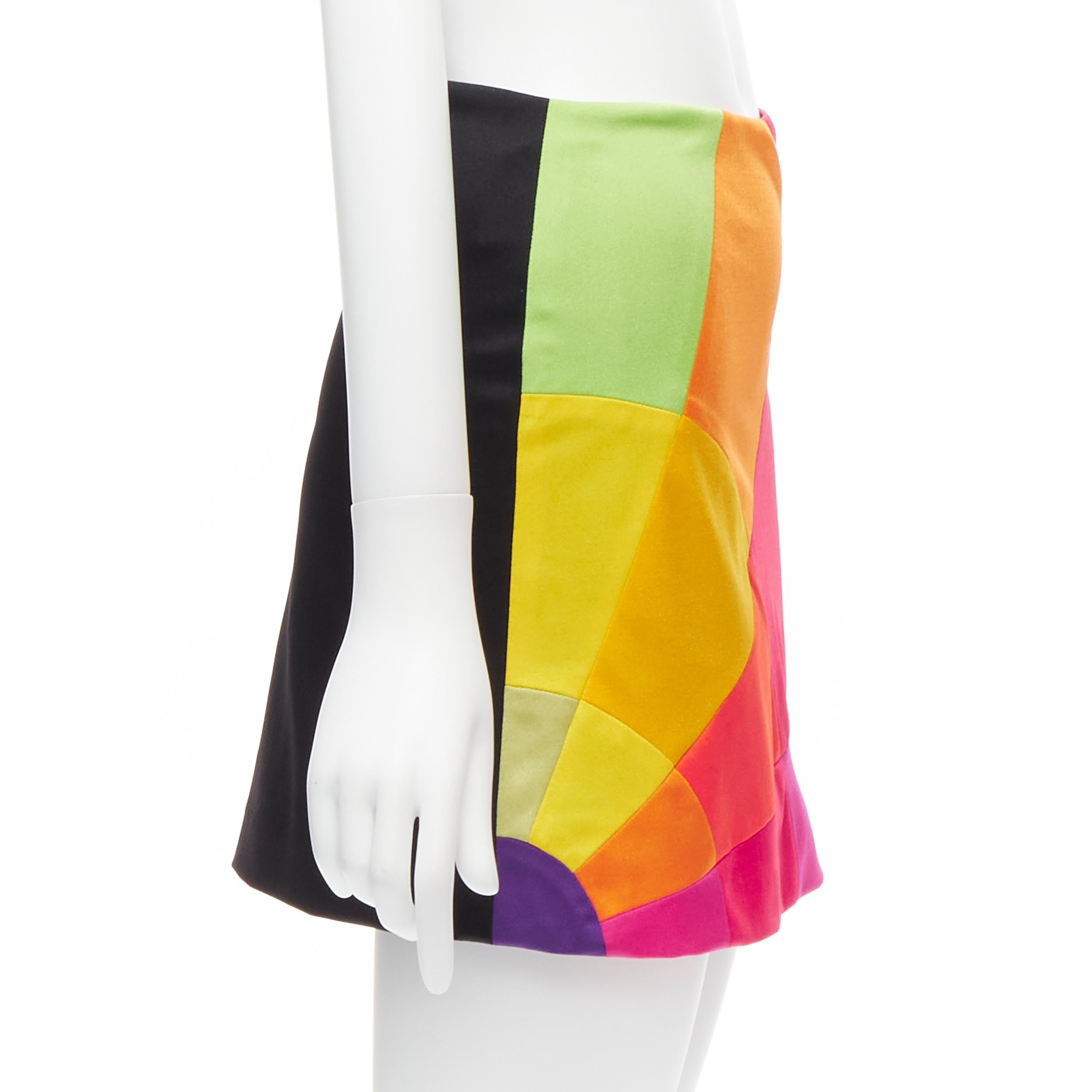 MOSCHINO CHEAP CHIC Vintage rainbow colorblock patchwork mini skirt IT40 S In Good Condition For Sale In Hong Kong, NT