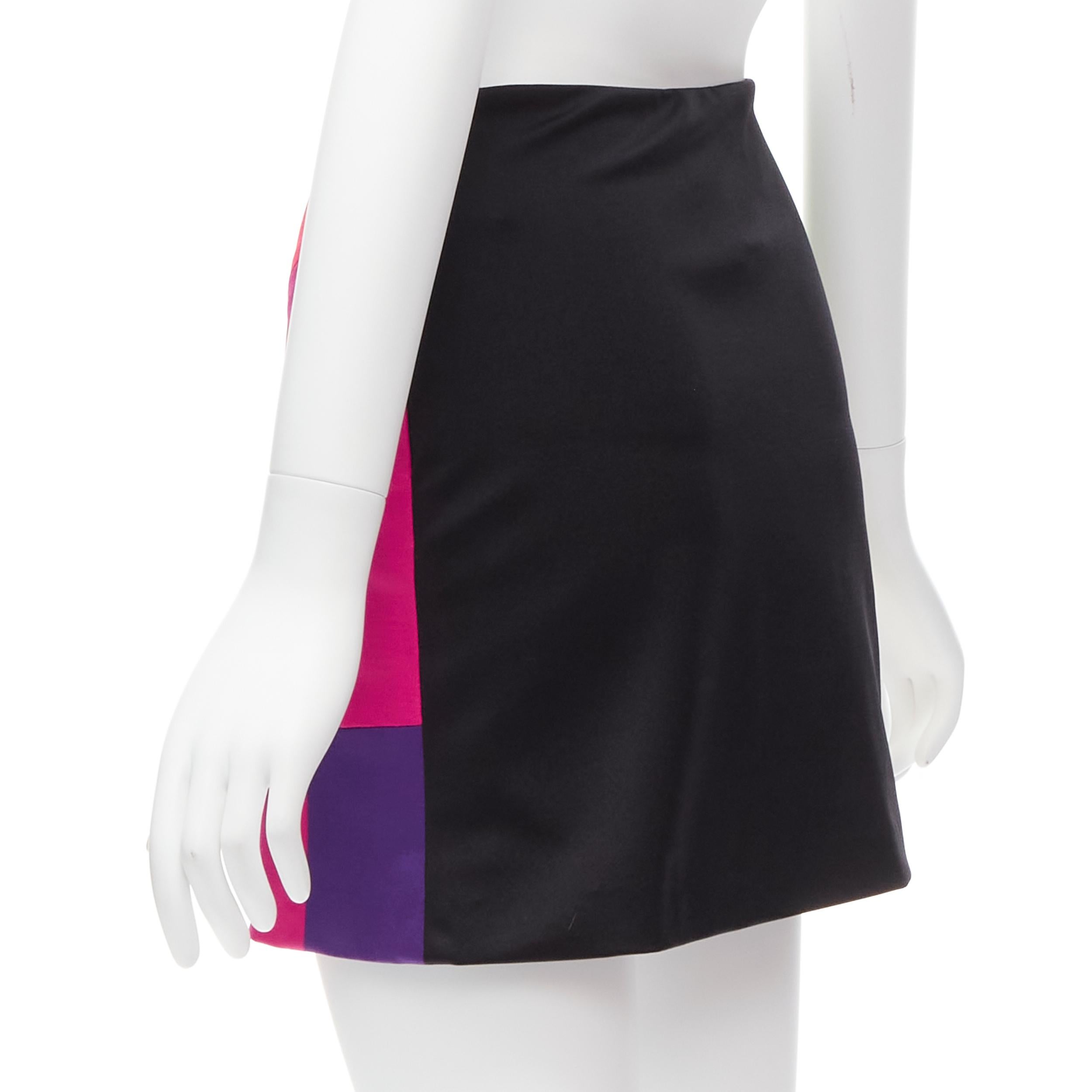 MOSCHINO CHEAP CHIC Vintage rainbow colorblock patchwork mini skirt IT40 S For Sale 1