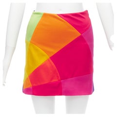 MOSCHINO CHEAP CHIC Vintage rainbow colorblock patchwork mini skirt IT40 S
