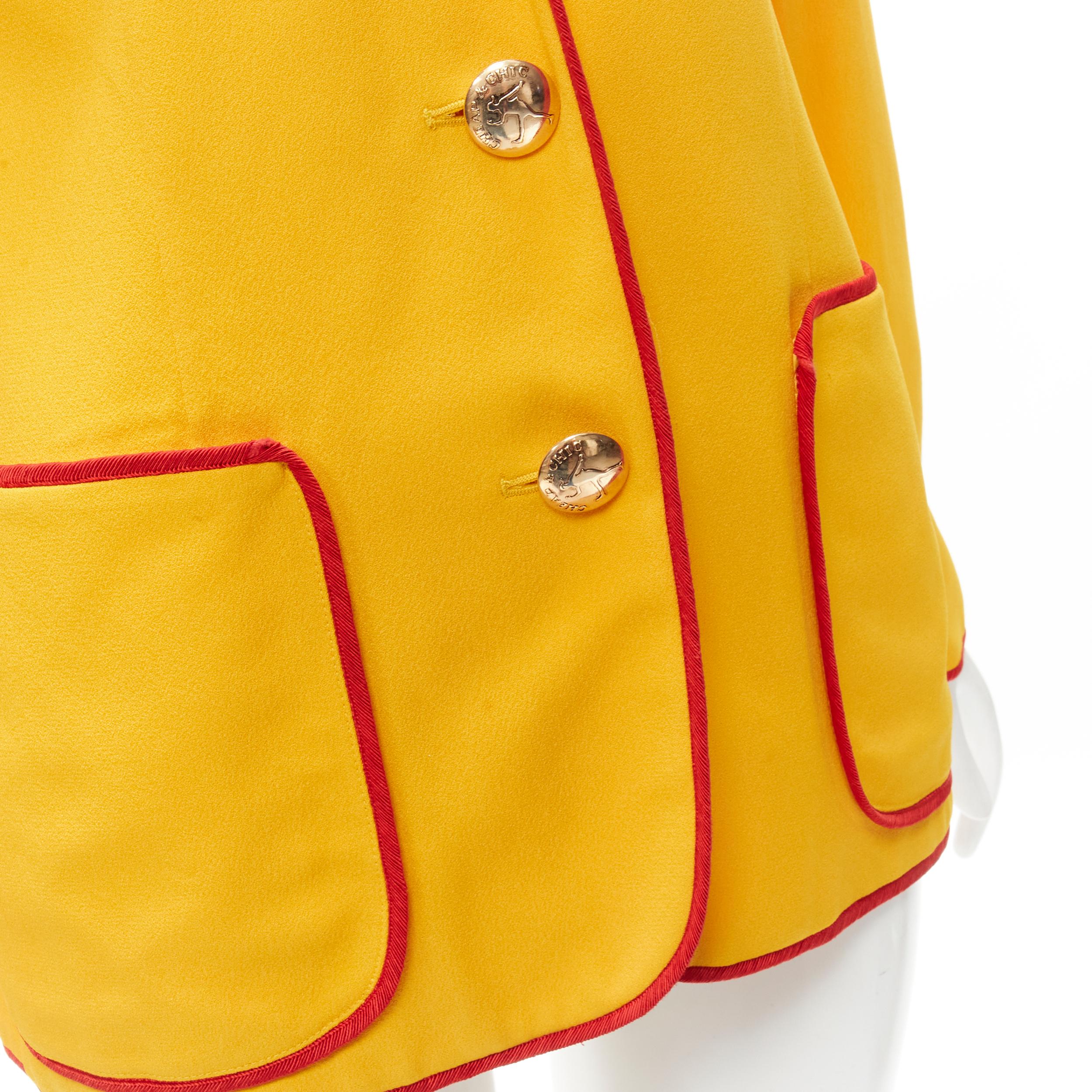 MOSCHINO CHEAP CHIC - Veste blazer à 4 poches rouge vintage avec bordure jaune IT44 L en vente 4