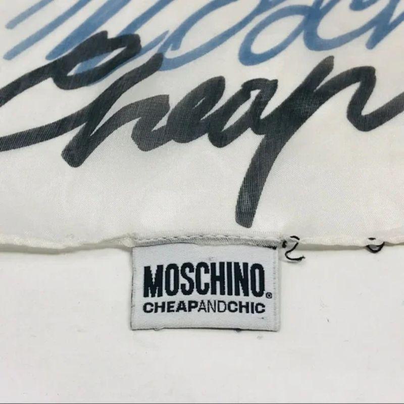 Women's Moschino Cheap Chic White Silk Graffiti Scarf Vintage For Sale