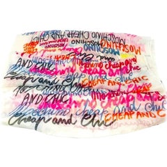Moschino Cheap and Chic Sciarpa Graffiti in seta bianca Vintage