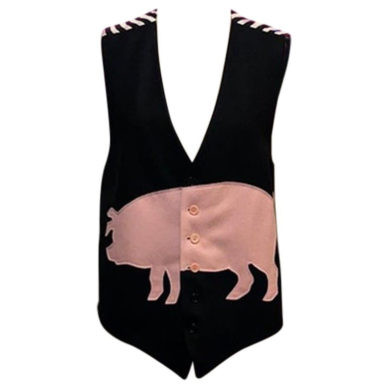 Moschino Cheap & Chic Wool Pink Pig Vest For Sale