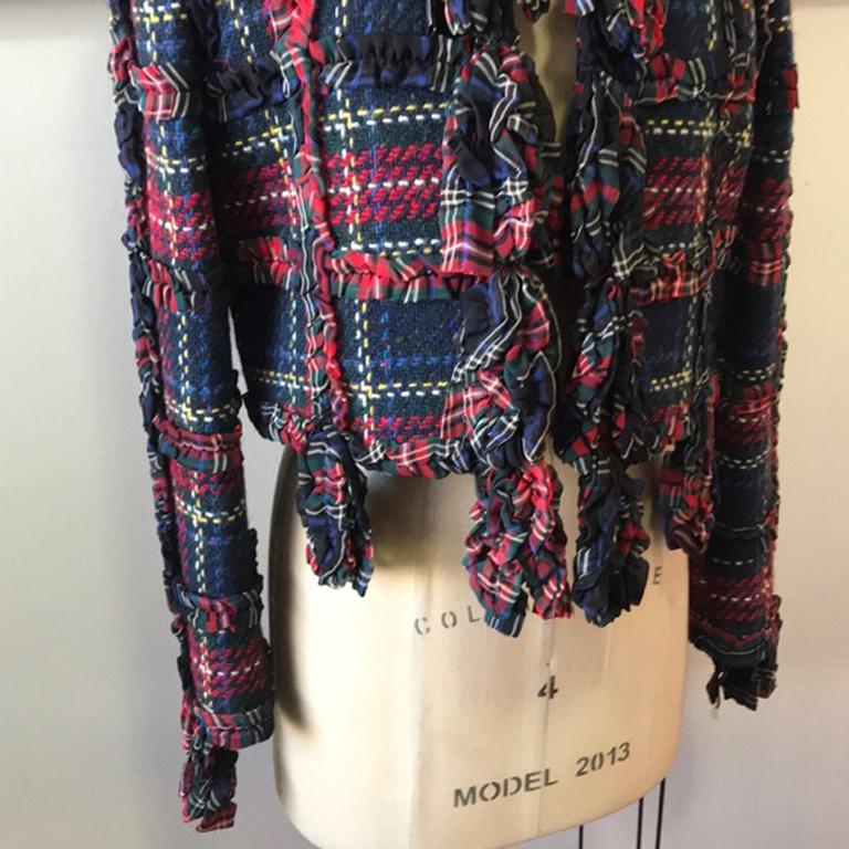 Moschino Cheap Chic karierte Rüschenjacke aus Wolle (Schwarz) im Angebot