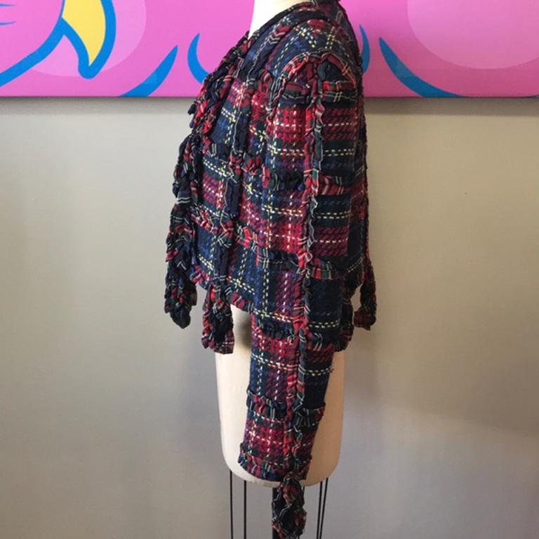 Moschino Cheap Chic karierte Rüschenjacke aus Wolle im Angebot 2