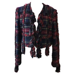 Moschino Cheap Chic Wool Plaid Ruffle Jacket