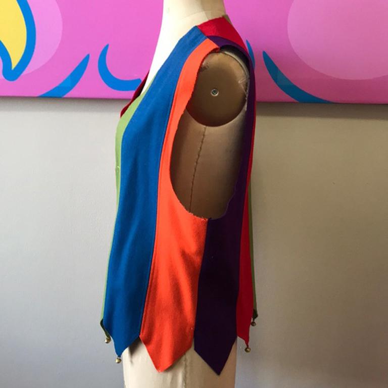 Moschino Cheap Chic Wool Vest Rainbow Bells In Fair Condition For Sale In Los Angeles, CA