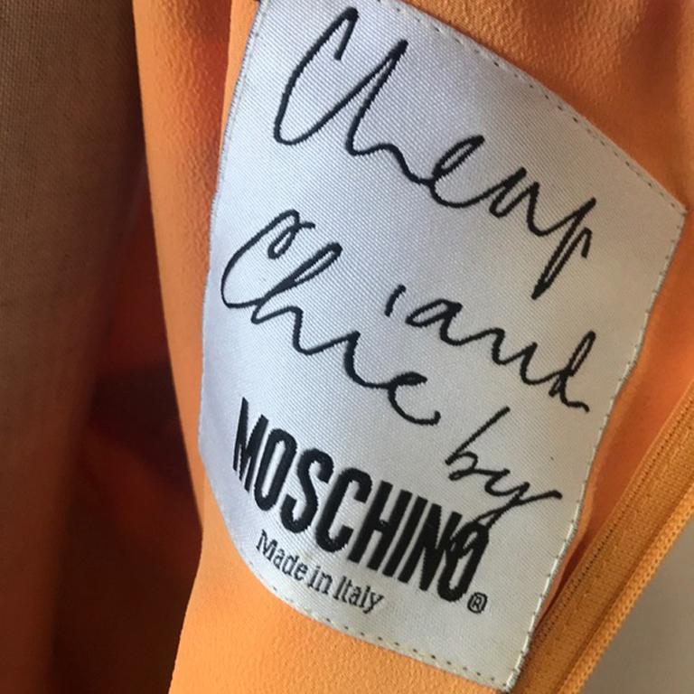 Moschino Cheap Chip Yellow Peach Sign Dress For Sale 4