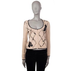 MOSCHINO CHEAP&CHIC beige wool EMBELLISHED Cardigan Sweater 42 M