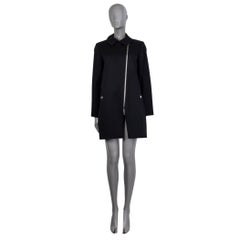 MOSCHINO CHEAP&CHIC black wool DIAGONAL ZIP Coat Jacket 44 L
