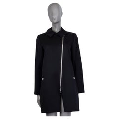 MOSCHINO CHEAP&CHIC black wool DIAGONAL ZIP Coat Jacket 44 L