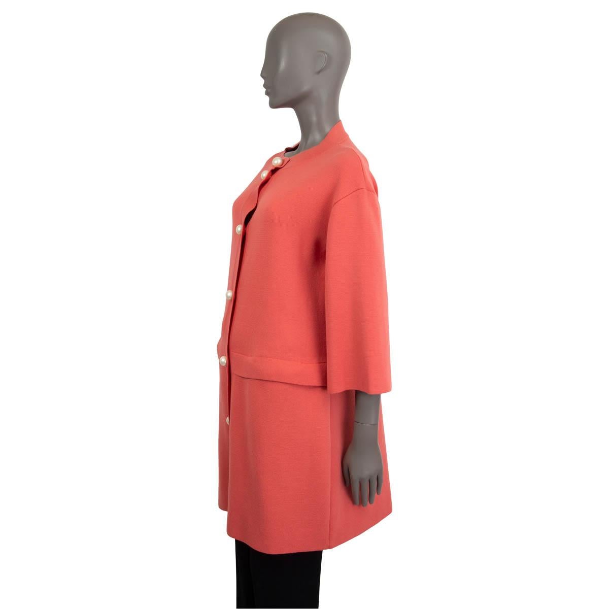 Women's MOSCHINO CHEAP&CHIC pink wool PEARL BUTTON KNIT Coat Jacket 46 XL
