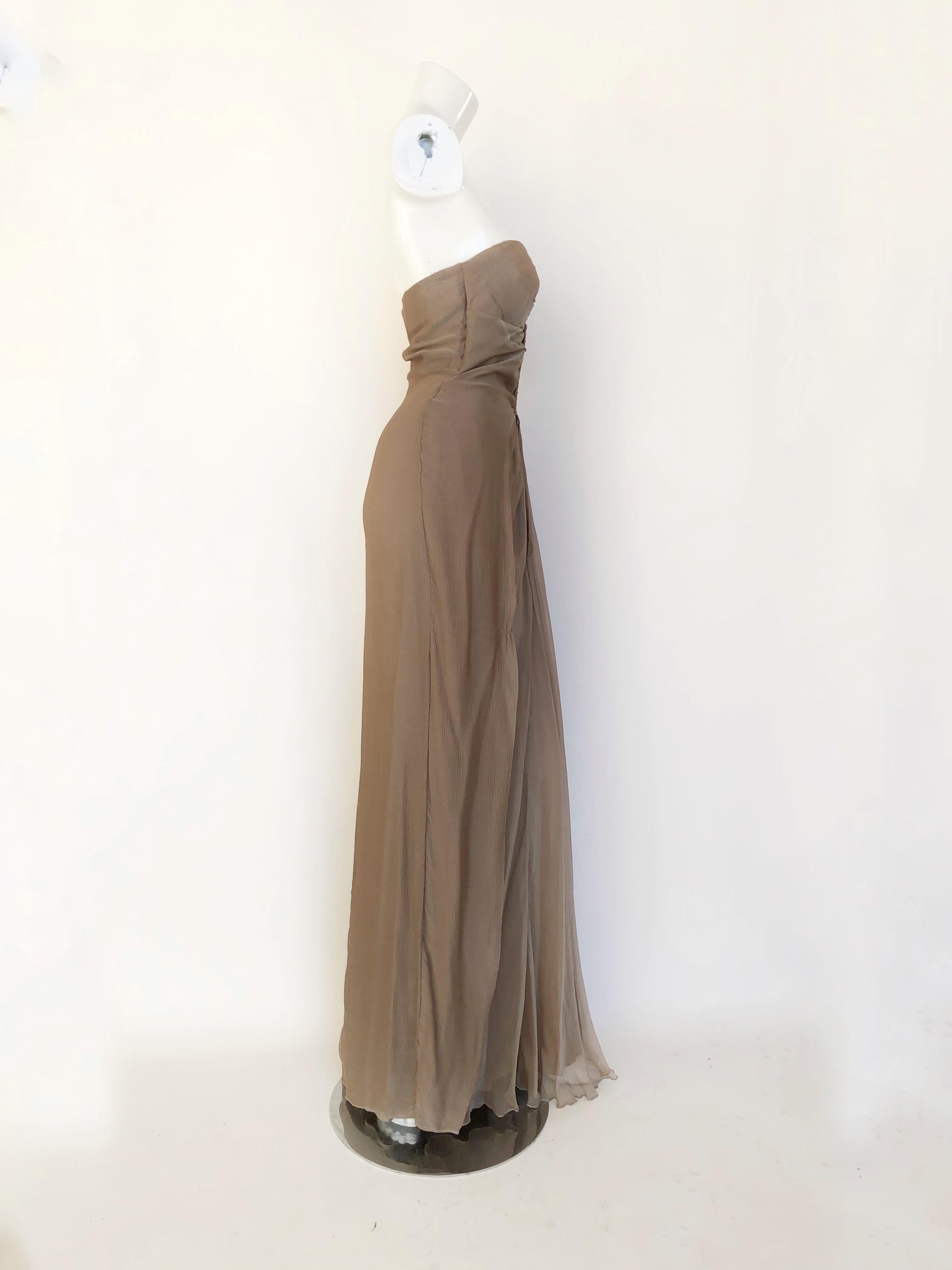 Brown MOSCHINO chiffon gown For Sale