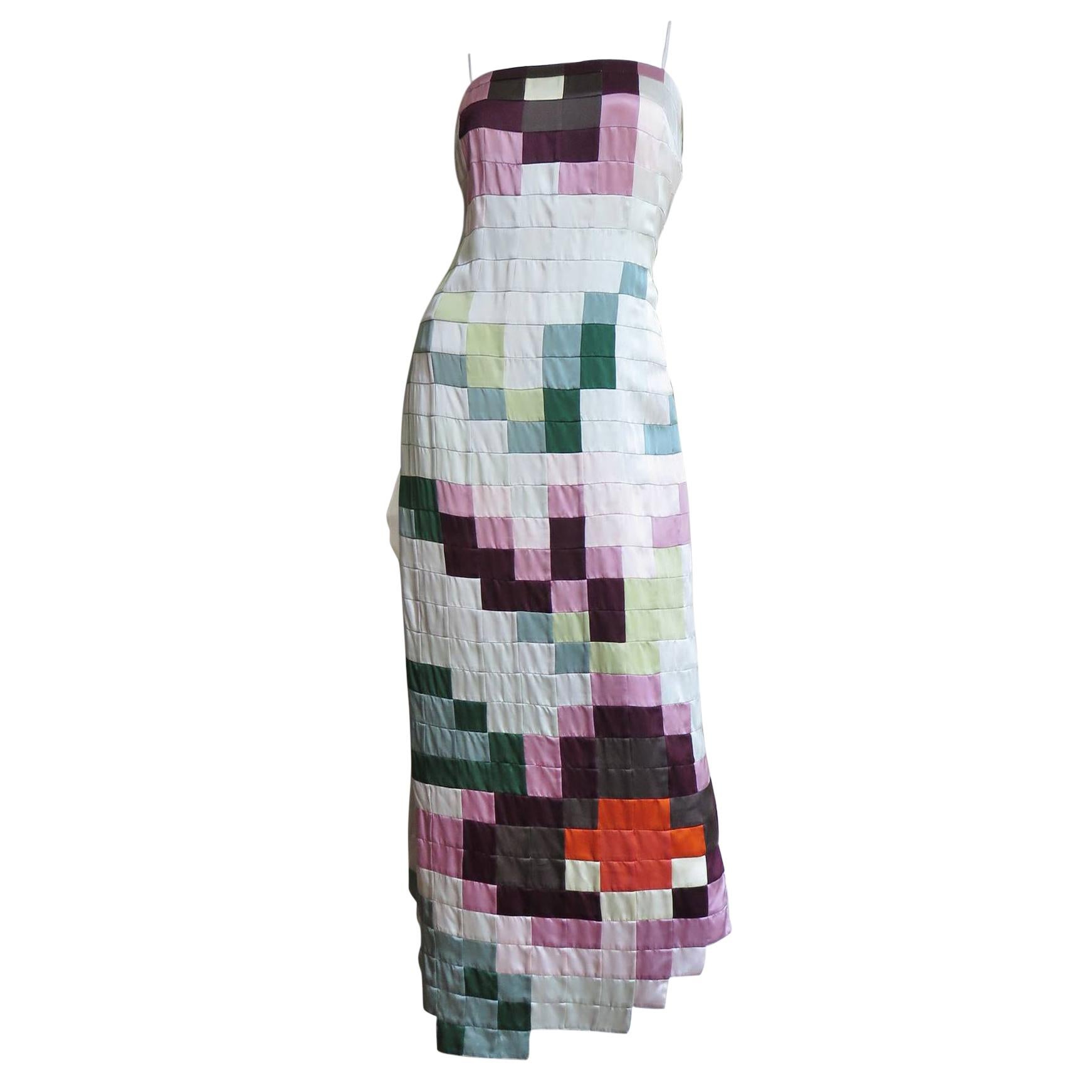  Moschino Color Block Patchwork Maxi Dress