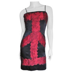  Moschino Color Block Silk and Lace Dress