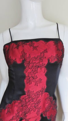 Moschino Color Block Silk and Lace Dress