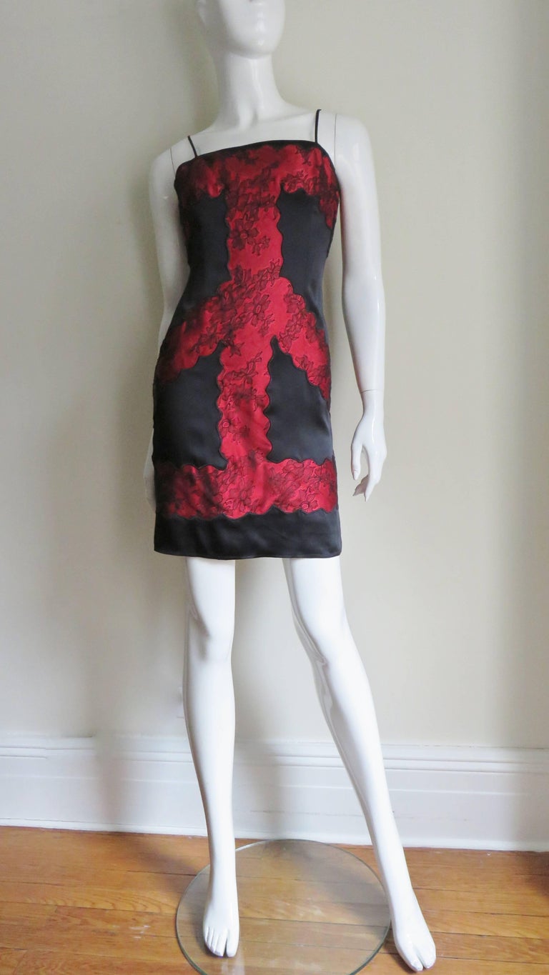 Women's  Moschino Color Block Silk and Lace Dress For Sale