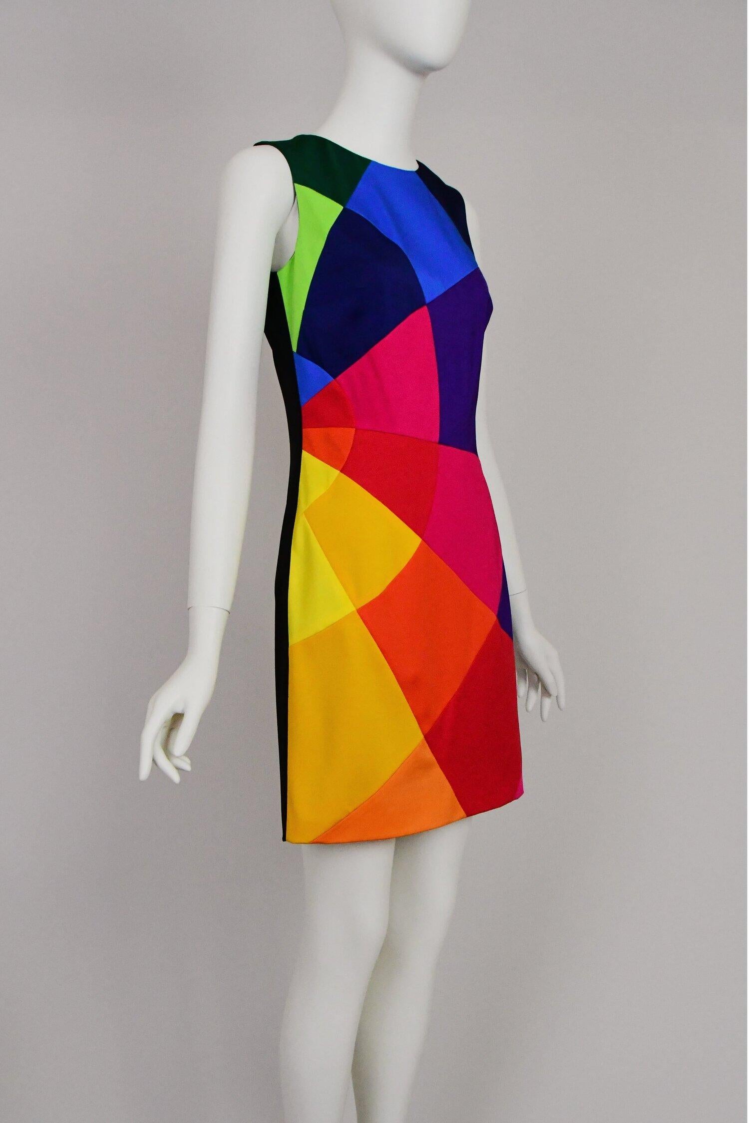 Women's Moschino Colour Block Rainbow Fran Drescher Nanny Series Couture Medium Dress For Sale