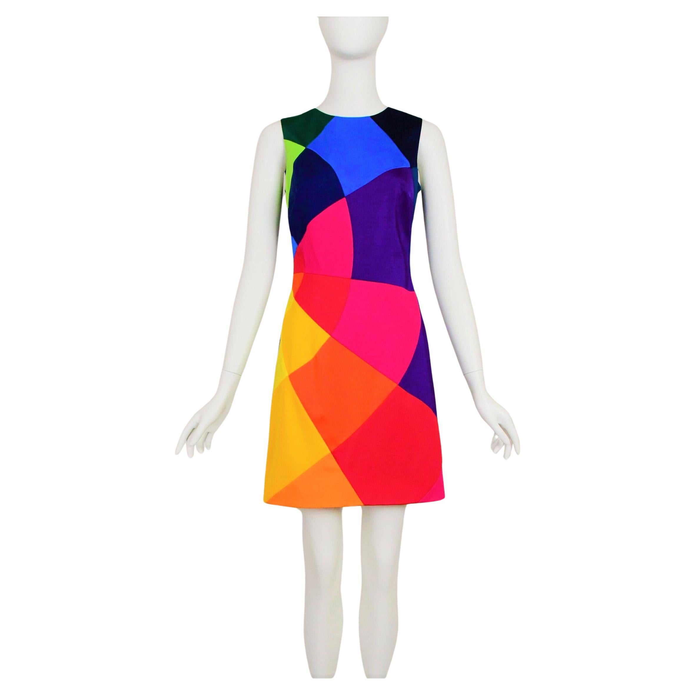 Moschino Colour Block Rainbow Fran Drescher Nanny Series Couture Medium Dress For Sale