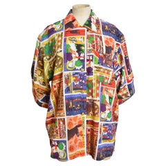 Moschino Concorso Italian 1990s Loud Colourful Postcard Ticket stampa camicia