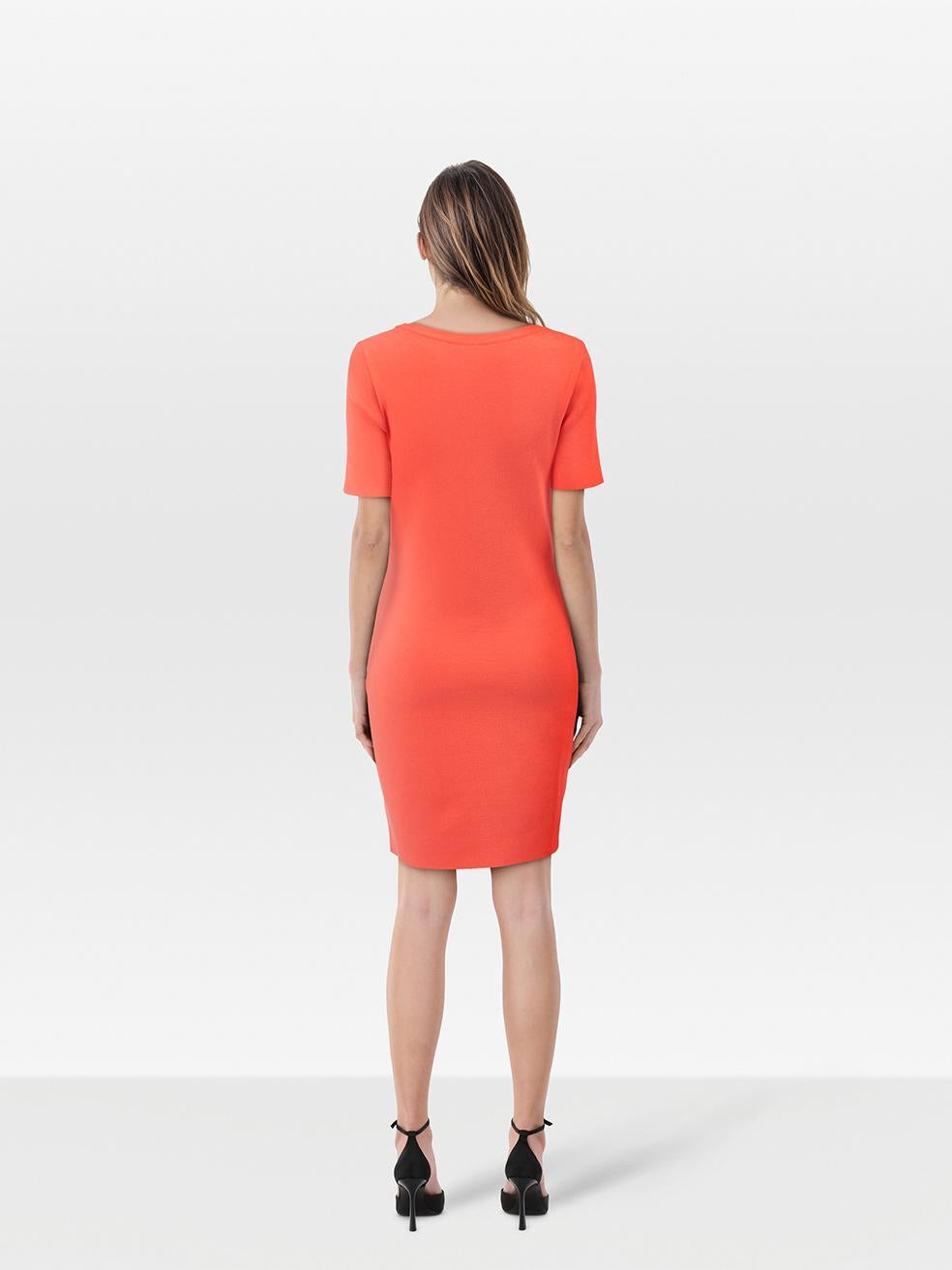 CONDITION is Very good. Minimal wear to the dress is evident. Pluck to the weave on the right sleeve. Discolouration on the lower front and back towards the hem on this used Moschino designer resale item. Discolouration may need gentle hand wash