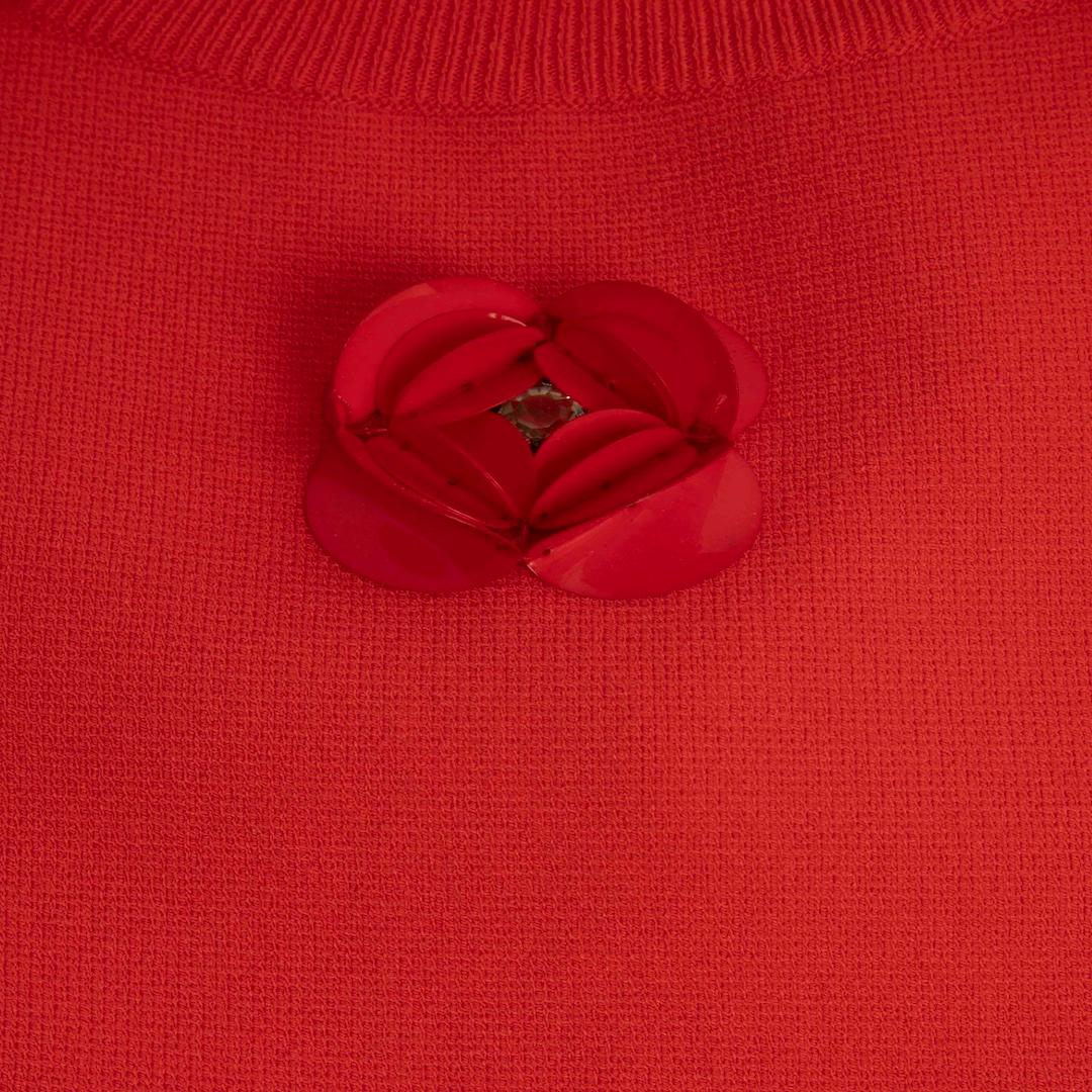 Orange Moschino Coral Knit Floral Embellished Dress Size M For Sale