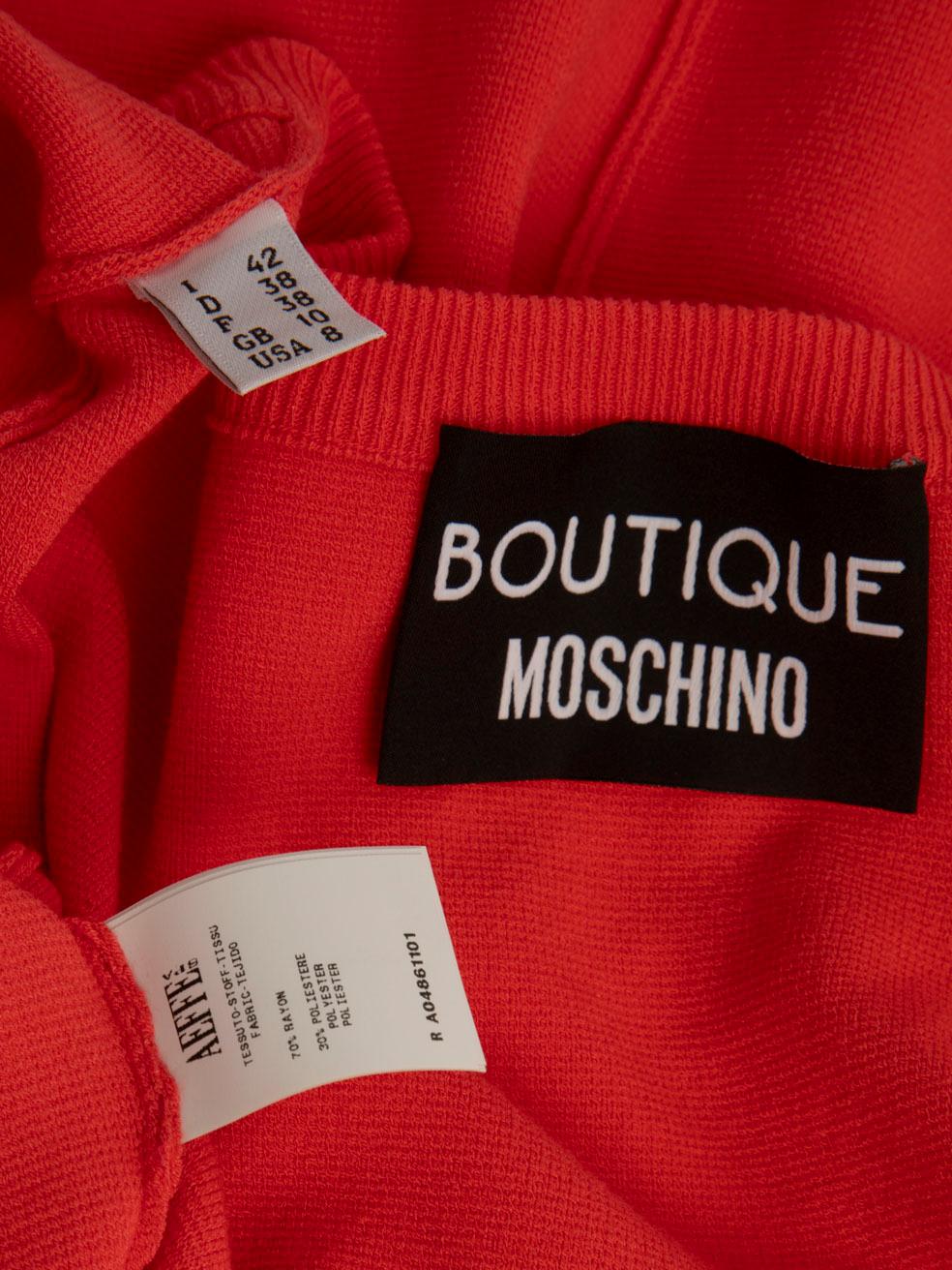 Moschino Coral Knit Floral Embellished Dress Size M For Sale 3