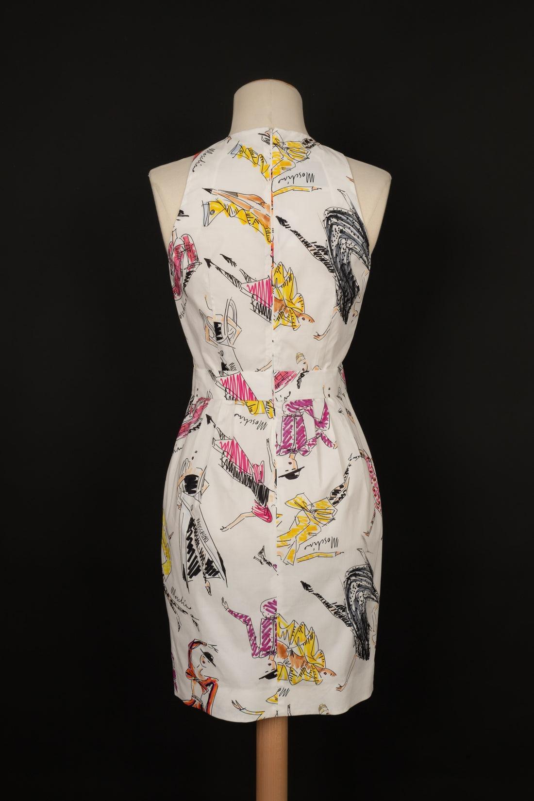 Moschino Cotton Dress Printed with Multicolored Patterns, 2019 In Excellent Condition For Sale In SAINT-OUEN-SUR-SEINE, FR