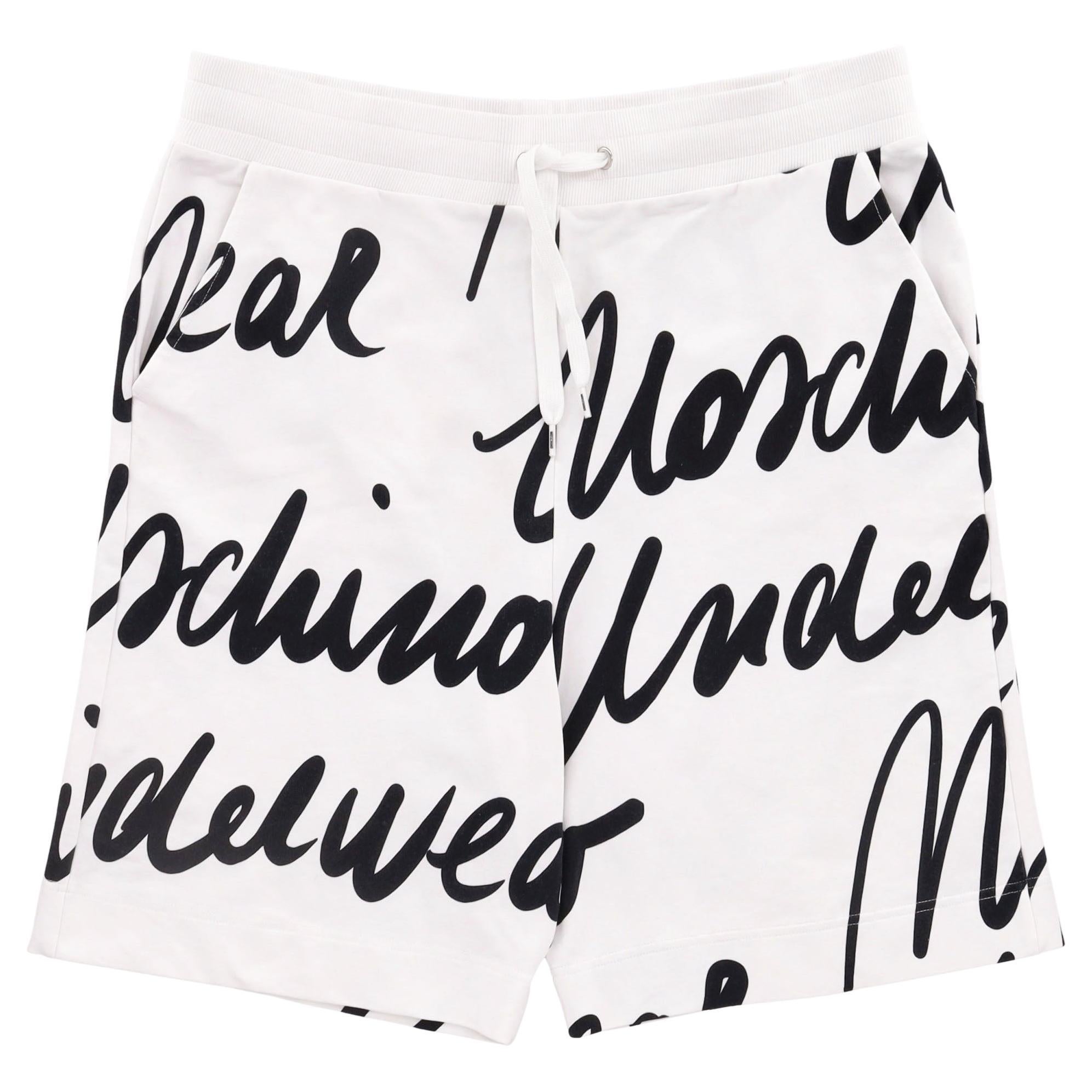 Moschino Cotton Shorts With All-Over Logo Print For Sale