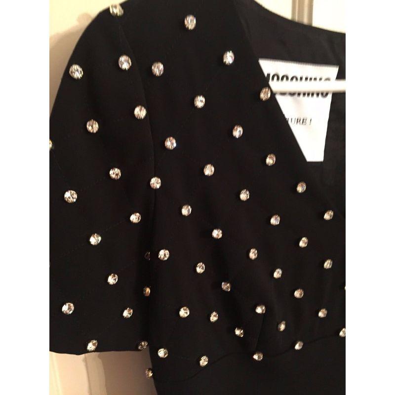 Moschino Coutur Jeremy Scott Barbie Crystal Diamonds Black Crepe Dress 42 IT For Sale 2