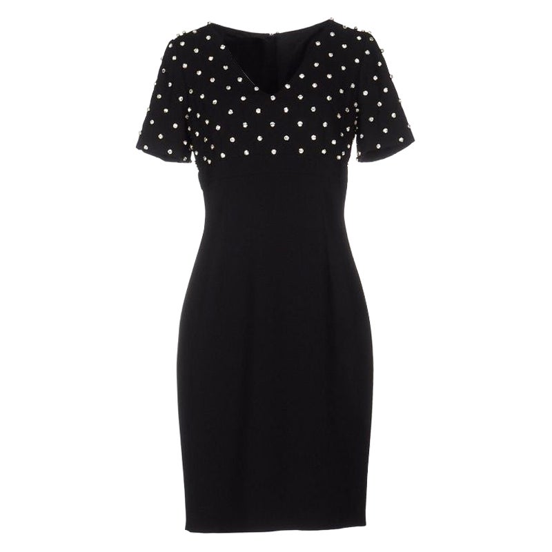 Moschino Couture Jeremy Scott Barbie Abito in crepe nero con cristalli e diamanti 42 IT