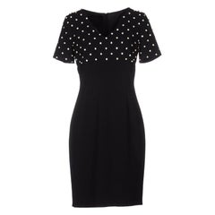 Moschino Couture Jeremy Scott Barbie Abito in crepe nero con cristalli e diamanti 42 IT