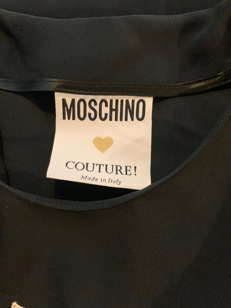 Moschino Couture 1980s Dove Top White and Silver Sequin on Navy T-shirt ...