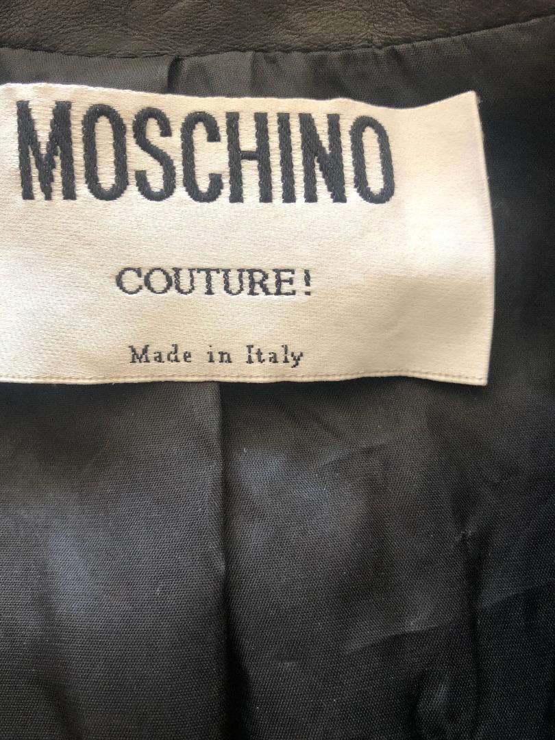 Moschino Couture 1980's Leather Moto Jacket with Bold Grommet Details For Sale 1