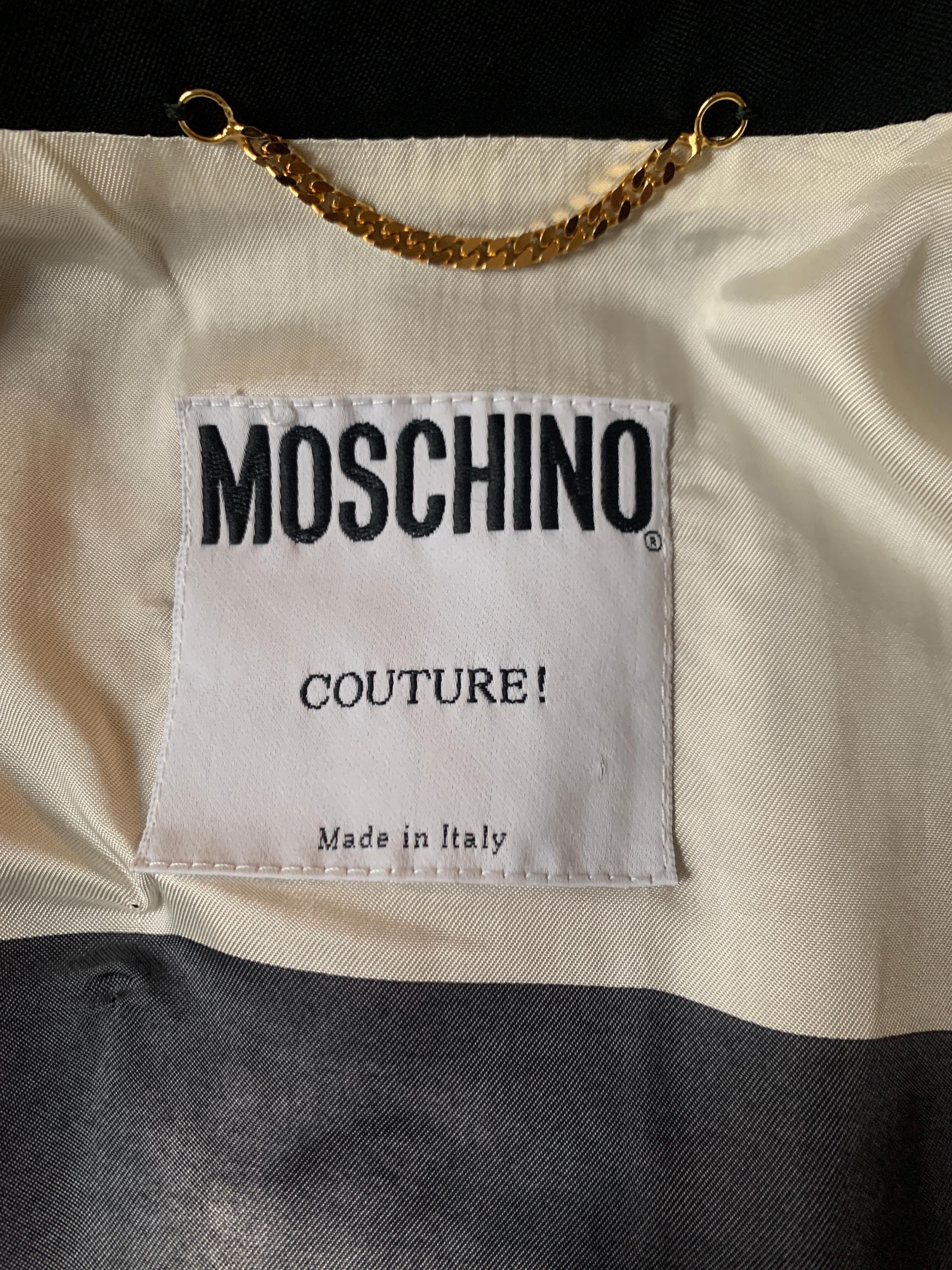 Moschino Couture 1990s Beaded Paint Swirl Tuxedo Jacket in Black and Yellow For Sale 2